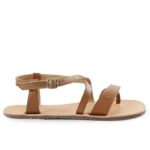 Brown barefoot sandals with ankle strap, product photo