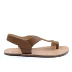 Brown barefoot toe loop sandals, product photo