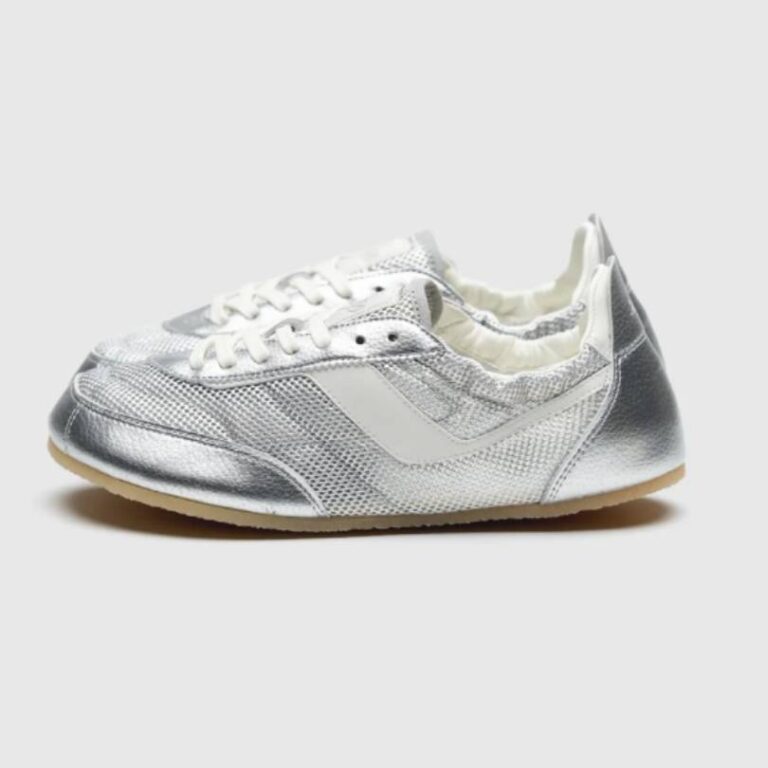 Silver barefoot sneakers, product photo