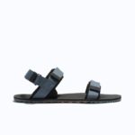 Grey barefoot sandals with Velcro straps, product photo